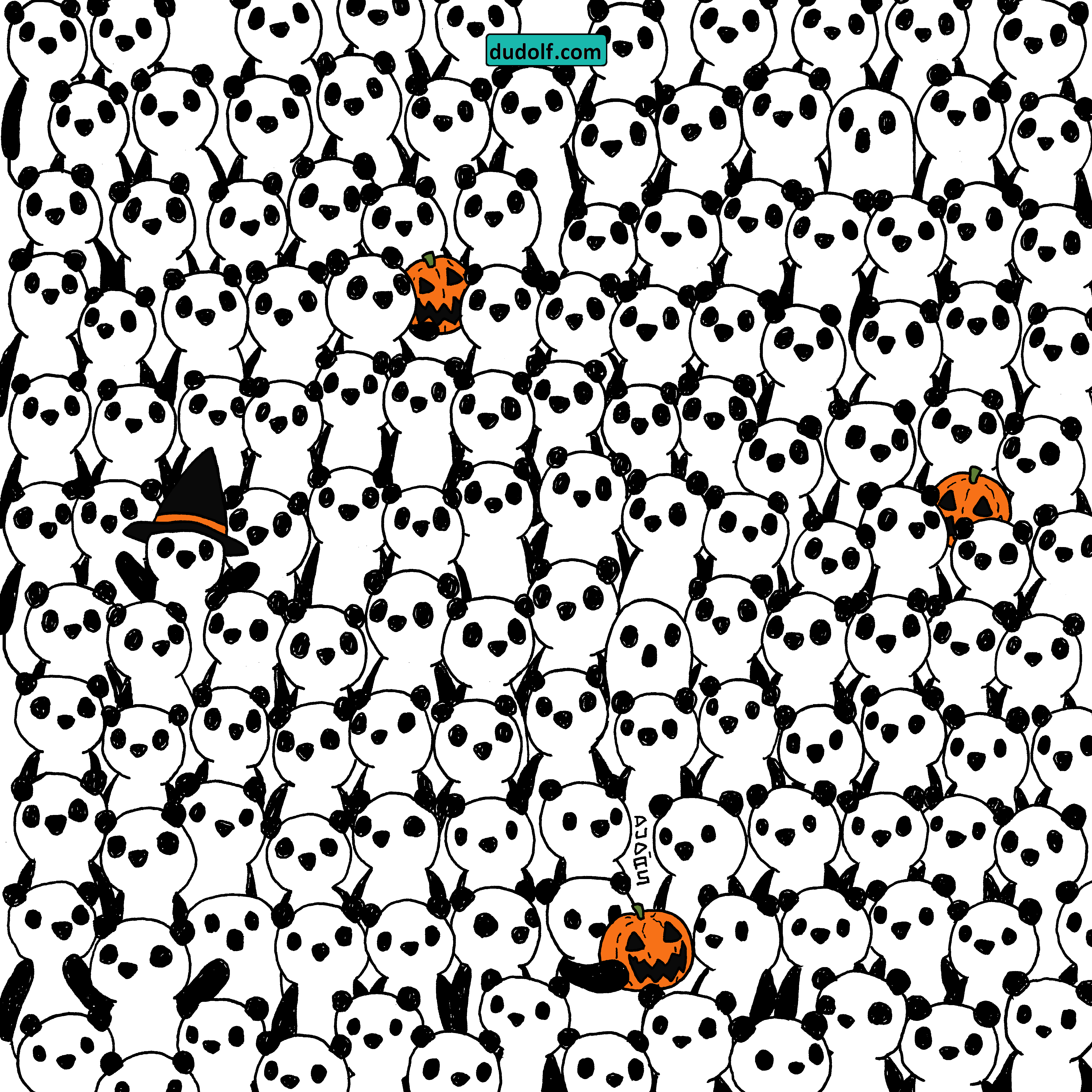 Brain teaser: Can you find the 3 ghosts hidden among the pandas?