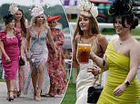 Revellers brave the grey weather as they clutch jugs of Pimm's and teeter in high heels and fascinators for Doncaster Ladies Day