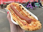 Football fans are divided over £7 'pizza hot dogs' featuring a Frankfurter sausage tucked into a slice of margherita