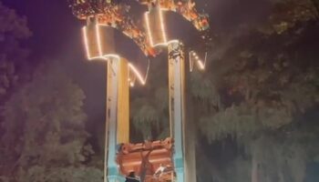 Terrified thrill-seekers left upside down for half an hour on broken theme park ride