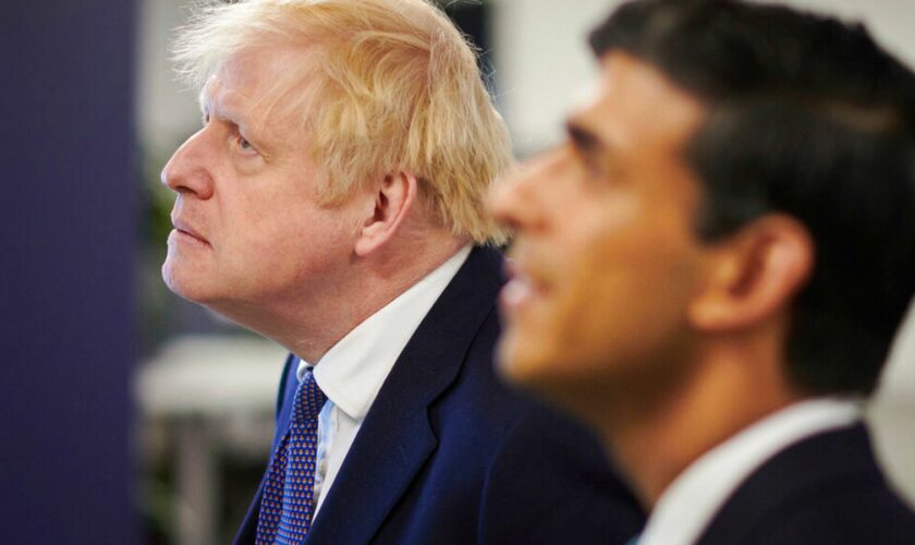 Boris Johnson, left, and Rishi Sunak. Pic: AP