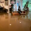 A basement in a house in Scarsdale, New York goes under water after torrential rains. Pic: STRF/STAR