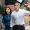 Rishi Sunak and his wife Akshata Murty arriving in Manchester