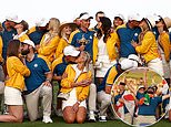 Til death do us par! Jubilant Ryder Cup wags plant kisses on their victorious Team Europe partners after emotional Rory McIlroy led them to victory over 'cheat' Americans