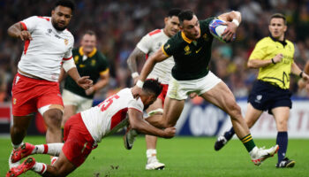 Coupe du monde de rugby : l'Afrique du Sud un pied en quart en battant les Tonga