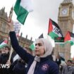 A woman at a Pro-Palestinian protest in London