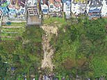 Aerial images show huge landslip in St Leonards-on-Sea as locals are evacuated from their homes which 'tore like pieces of paper'