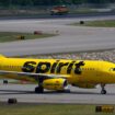 A Spirit Airlines 319 Airbus taxis at Manchester Boston Regional Airport, Friday, June 2, 2023, in Manchester, N.H. (AP Photo/Charles Krupa)