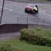 Moment elderly cyclist catapulted through air after being hit by car