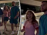 Taylor Swift beams as she holds hands with Travis Kelce and talks to thrilled fans as they head on a romantic boat ride after the star's Sydney Eras concert