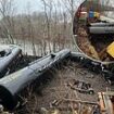 Norfolk Southern freight train derails in Pennsylvania pushing carriages into river just days after it was revealed CEO got 37 percent pay rise to $13.4 MILLION and one year after East Palestine railway disaster