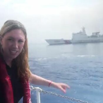 Sky's Cordelia Lynch reporting from the South China Sea