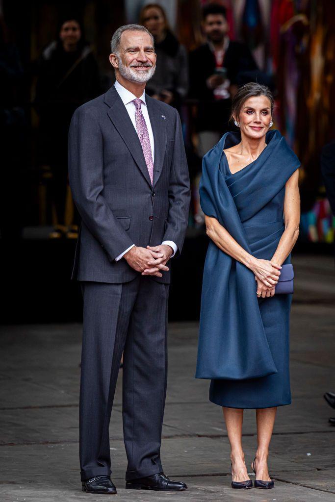 Queen Letizia Wears pinstriped Power Suit for Royal Event in Madrid - WWD