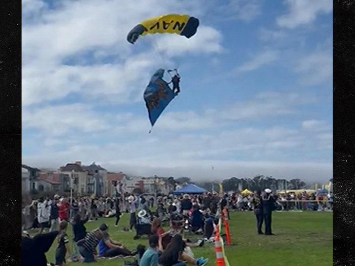 Video shows moment parachutist crashes into stadium roof in south of France – CBS News