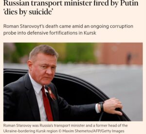 Former Russian Transport Minister Roman Starovoy Found Dead in Suspected Suicide Hours After Dismissal