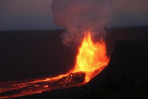 Towering Lava Fountains Ignite the Sky Above Kilauea Volcano