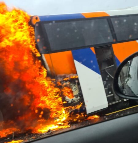 Dramatic Moment Bus Bursts into Flames Just Metres from Air India Plane at Delhi Airport
